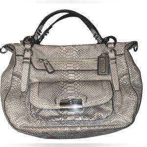 Coach Kristin Gray Leather Python Embossed Limited Edition Satchel Bag